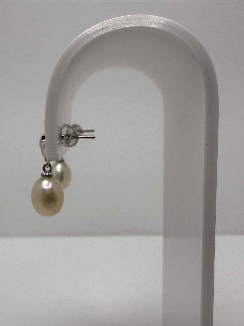 925 Sterling Silver Pearl Drop Earrings - White Pearl - Picture 3 of 15